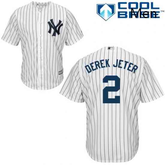 Mens Majestic New York Yankees 2 Derek Jeter Replica White Home MLB Jersey